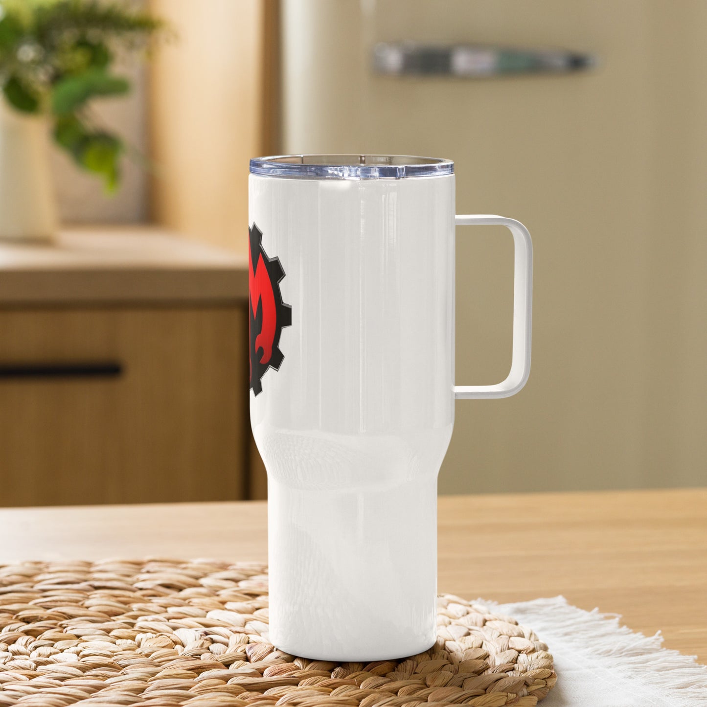 Travel JM mug with a handle